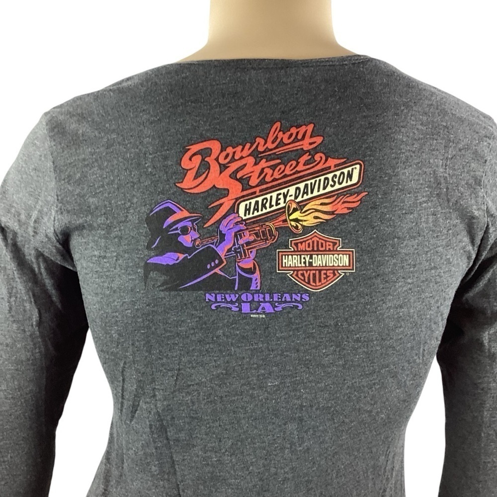 Harley-Davidson New Orleans Bourbon Street Shirt Size XL Gray Long Sleeve